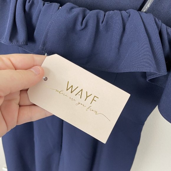 WAYF The Gabrielle Strapless Trumpet Gown Navy Blue Women's XXS Off The Shoulder - Picture 2 of 10